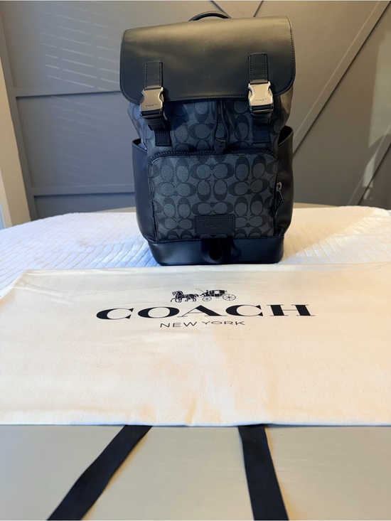 Coach Other - Coach Men's Signature Canvas Backpack in Charcoal and Black - Includes Dust Bag